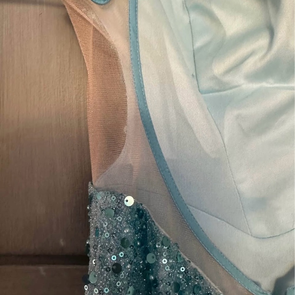 LaDivine by Cinderella Devine Elegant Light Blue Sequin Prom Homecoming Dress 2 - Picture 5 of 8
